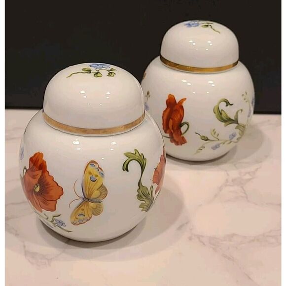 (2) Elizabeth Arden Chelsea Gardens Trinket Jar Scented Candle Japan Gold Trim - Picture 1 of 10